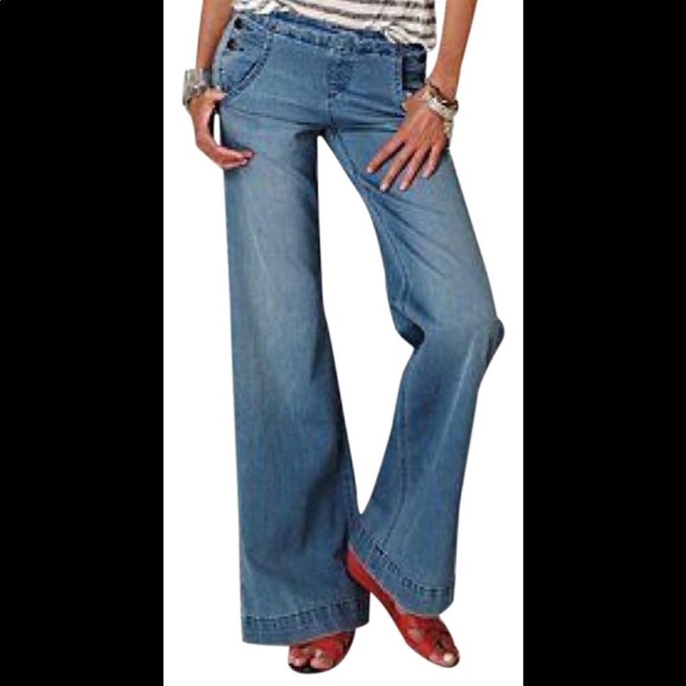 + FREE PEOPLE + Flare Jeans w/ Side Buttons